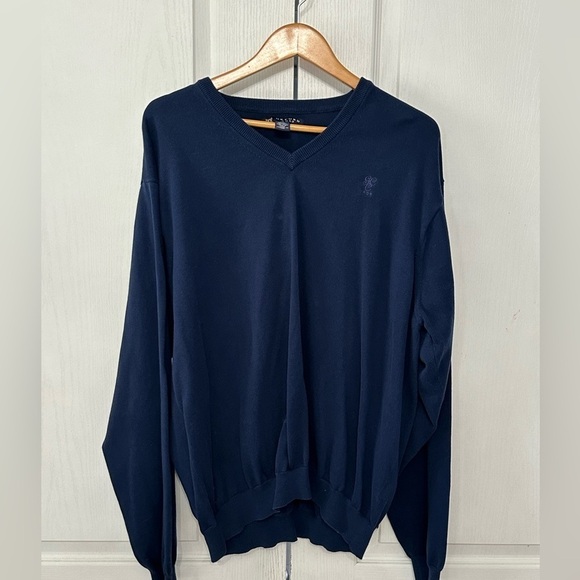 Oxford Mens V-Neck Long Sleeve Golf Sweater Size XXL Navy Blue - Picture 1 of 4